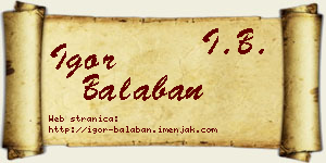 Igor Balaban vizit kartica